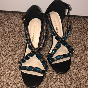 Black jeweled heels